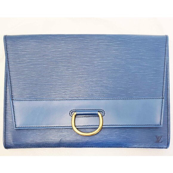 LOUIS VUITTON Womens Epi Jena Clutch Bag Blue Authentic - Picture 1 of 14